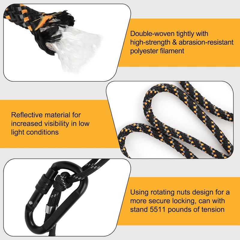 Kalkal Tree Stand Safety Rope, 30FT Reflective Lifeline Hunter Safety Harness for Tree-Stand Hunting - Image 3